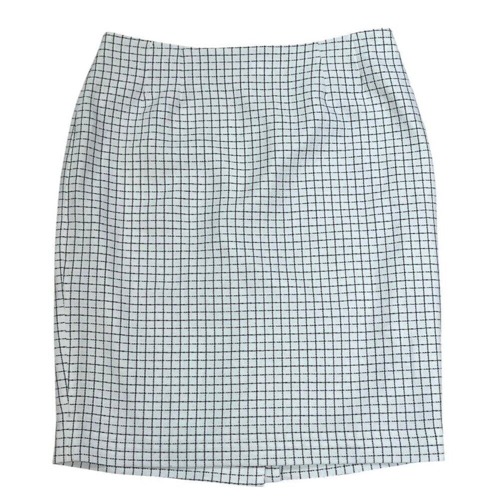 LE SUIT Size 10P 10 Petite Black White Checked Straight Pencil Skirt NWT